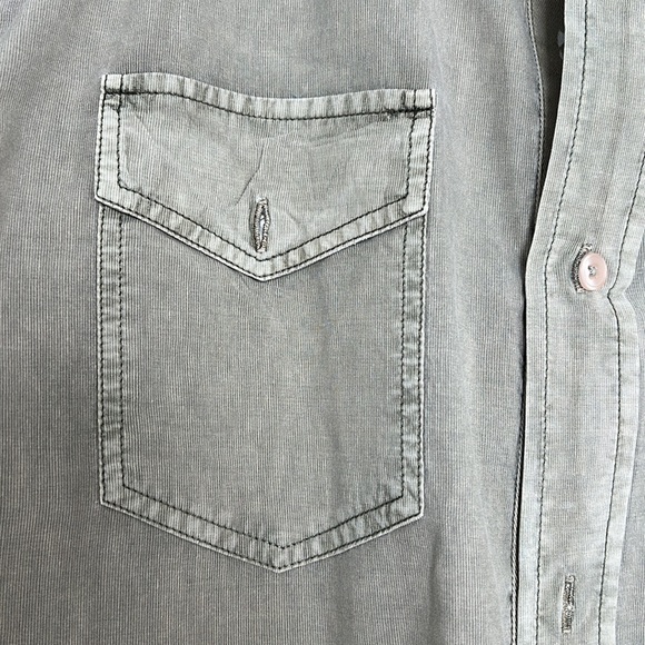 Army green long sleeve button down by Guess - Picture 3 of 4